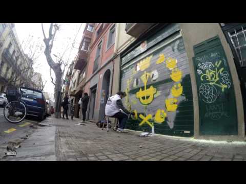 Decoración Graffiti parking Barcelona. Dibujo logo ingenieros