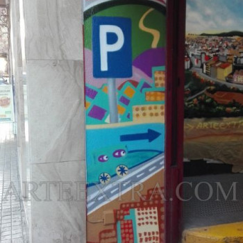 Paredes entrada parking decoradas graffiti en Eixample Barcelona ArteExtra 2 1
