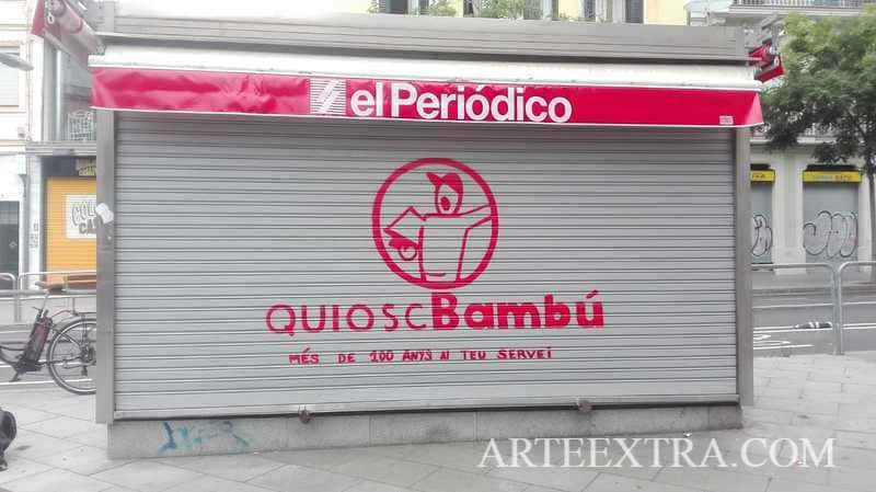 Persiana metálica decorada graffiti kiosko Sants Barcelona - ArteExtra 2019