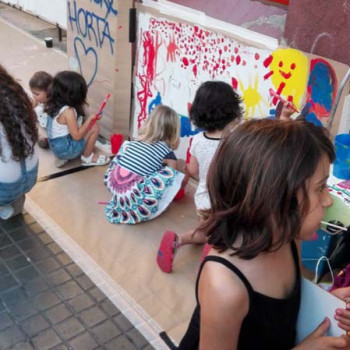 Taller graffiti street art en Mercat Horta Barcelona - Taller infantil - ArteExtra 2017