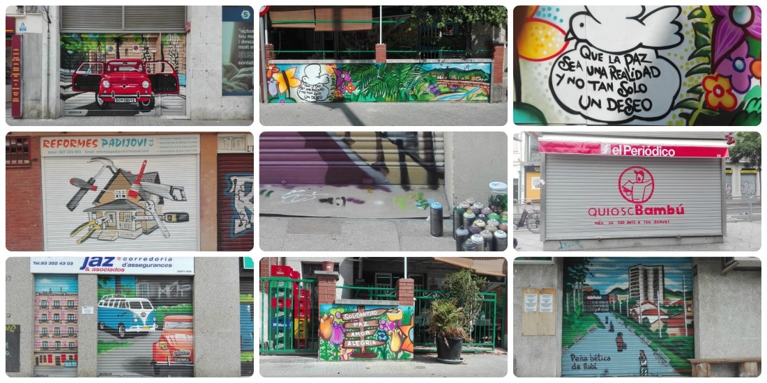 collage - Persianas y murales graffiti en Barcelona - ArteExtra 2019