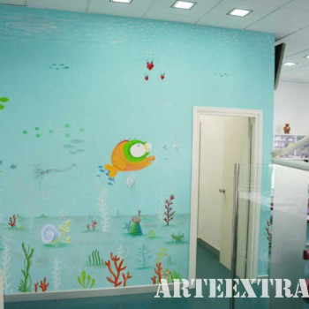 Detalle mural en paredes Hospital Infantil Sant Joan de Déu - ArteExtra - 2
